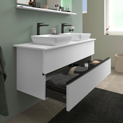 Duravit Sivida szafka 131,5x47,5x54,8 cm podumywalkowa wisząca biała-czarna SV46610BD180000