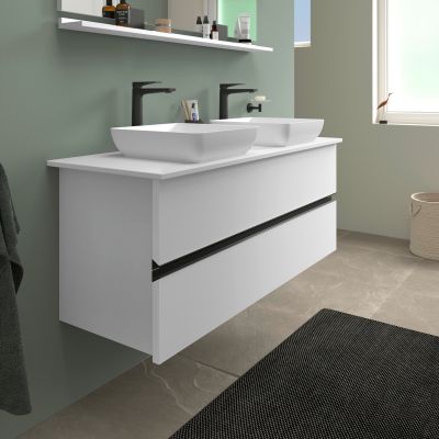 Duravit Sivida szafka 131,5x47,5x54,8 cm podumywalkowa wisząca biała-czarna SV46610BD180000