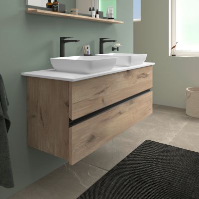 Duravit Sivida szafka 131,5x47,5x54,8 cm podumywalkowa wisząca czarna-dąb SV46610BD550000