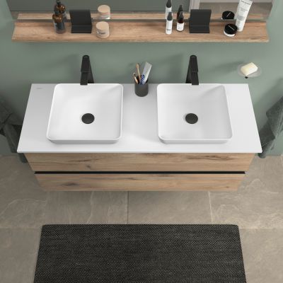 Duravit Sivida szafka 131,5x47,5x54,8 cm podumywalkowa wisząca czarna-dąb SV46610BD550000