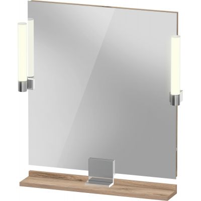 Duravit Sivida lustro 65x65 cm kwadratowe z oświetleniem chrom-drewno SV7421010550000