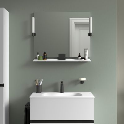 Duravit Sivida lustro 85x65 cm prostokątne z oświetleniem czarny-biały SV74220BD180000