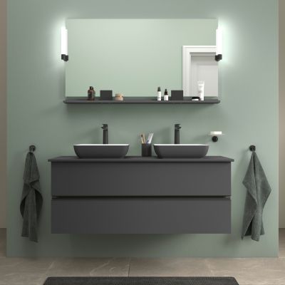 Duravit Sivida lustro 133x65 cm prostokątne z oświetleniem czarny-grafit SV74250BD490000