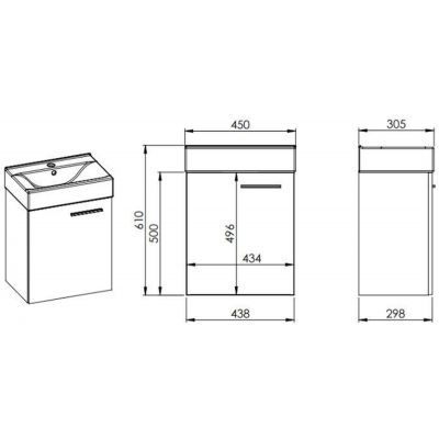 Elita Tiny umywalka 45x30,5 cm prostokątna meblowa zielona 146078