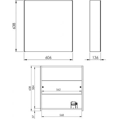 Elita Medium 1D szafka 60 cm lustrzana wisząca boczna 904657