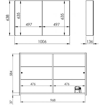 Elita Medium 2D szafka 100 cm lustrzana wisząca boczna 904659