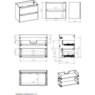Elita Helo szafka 78,5x44,2x63,5 cm podumywalkowa wisząca sage mat RE010800201470