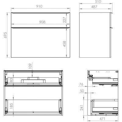 Elita Lofty szafka 91x48,7x69,5 cm podumywalkowa wisząca biała RE010900028060