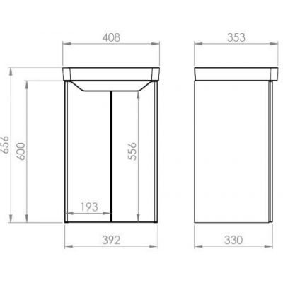 Elita Helo umywalka z szafką 40,8 cm czarny mat RE020400207160