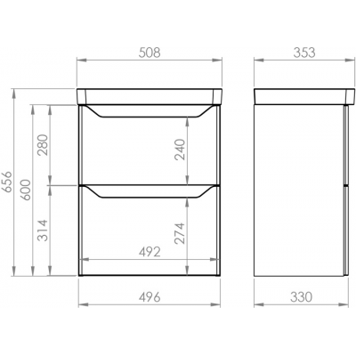 Elita Helo umywalka z szafką 50,8 cm fume matt RE020500207020