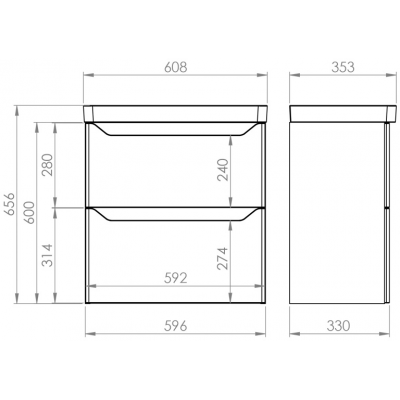 Elita Helo umywalka z szafką 60,8 cm fume mat RE020600207020