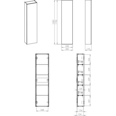 Elita For All szafka 30x17x120 cm boczna wisząca dąb canela RE140300177050