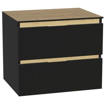 Zestaw Excellent Tuto 2.0 szafka 60 cm podumywalkowa wisząca z blatem czarny-dąb MLEX.2172.K.60.01BL.BKBK