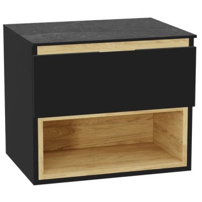 Zestaw Excellent Tuto 2.0 szafka 60 cm podumywalkowa wisząca z blatem czarny-dąb-grafit MLEX.2171.K.60.01MA.BKBK