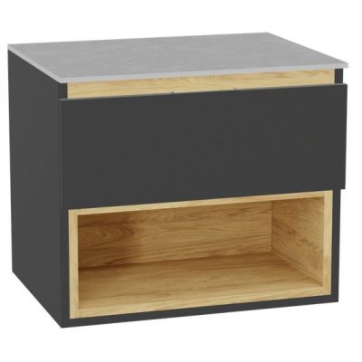 Zestaw Excellent Tuto 2.0 szafka 60 m podumywalkowa wisząca z blatem szary-dąb MLEX.2171.K.60.01SJ.GRGR