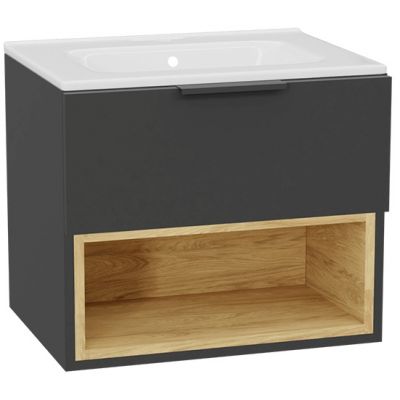 Zestaw Excellent Tuto 2.0 szafka 60 cm podumywalkowa wisząca z umywalką Pik szary-dąb/biały MLEX.2171.K.60.0265.GRGR