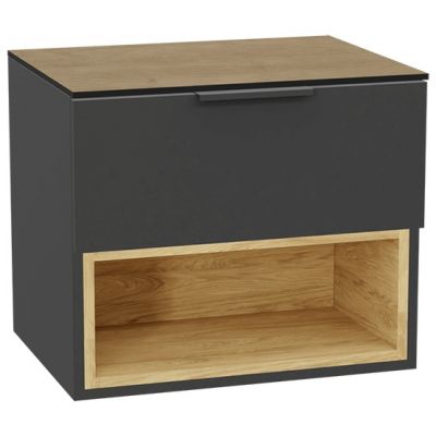 Zestaw Excellent Tuto 2.0 szafka 60 cm podumywalkowa wisząca z blatem szary-dąb MLEX.2171.K.60.02BL.GRGR