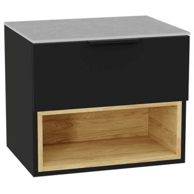 Zestaw Excellent Tuto 2.0 szafka 60 cm podumywalkowa wisząca z blatem czarny-dąb-szary MLEX.2171.K.60.02SJ.BKBK