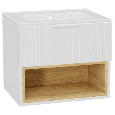 Zestaw Excellent Tuto 2.0 szafka 60 cm podumywalkowa wisząca z umywalką Pik biały-dąb/biały MLEX.2171.K.60.0365.WHWH