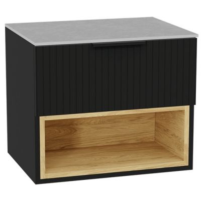 Zestaw Excellent Tuto 2.0 szafka 60 cm podumywalkowa wisząca z blatem czarny-dąb-szary MLEX.2171.K.60.03SJ.BKBK