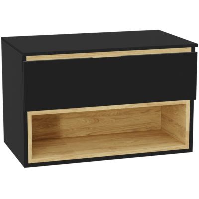 Zestaw Excellent Tuto 2.0 szafka 80 cm podumywalkowa wisząca z blatem czarny-dąb MLEX.2171.K.80.011B.BKBK