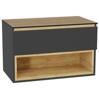 Zestaw Excellent Tuto 2.0 szafka 80 cm podumywalkowa wisząca z blatem szary-dąb MLEX.2171.K.80.01BL.GRGR