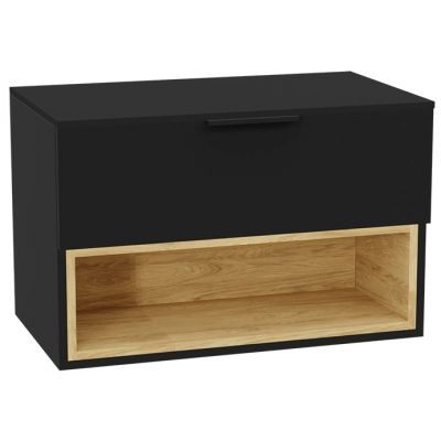 Zestaw Excellent Tuto 2.0 szafka 80 cm podumywalkowa wisząca z blatem czarny-dąb MLEX.2171.K.80.021B.BKBK