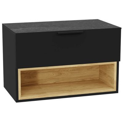 Zestaw Excellent Tuto 2.0 szafka 80 cm podumywalkowa wisząca z blatem czarny-dąb-grafit MLEX.2171.K.80.02MA.BKBK