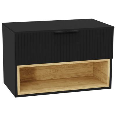 Zestaw Excellent Tuto 2.0 szafka 80 cm podumywalkowa wisząca z blatem czarny-dąb MLEX.2171.K.80.031B.BKBK