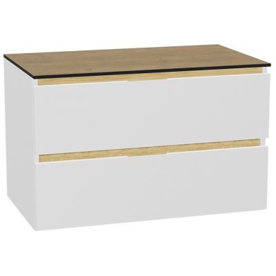 Zestaw Excellent Tuto 2.0 szafka 80 cm podumywalkowa wisząca z blatem biały-dąb MLEX.2172.K.80.01BL.WHWH