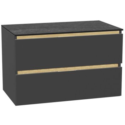 Zestaw Excellent Tuto 2.0 szafka 80 cm podumywalkowa wisząca z blatem szary-dąb-grafit MLEX.2172.K.80.01MA.GRGR