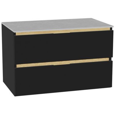 Zestaw Excellent Tuto 2.0 szafka 80 cm podumywalkowa wisząca z blatem czarny-dąb-szary MLEX.2172.K.80.01SJ.BKBK