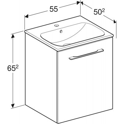 Geberit Selnova Square umywalka z szafką 55 cm zestaw meblowy biały/lava mat 501.249.00.1