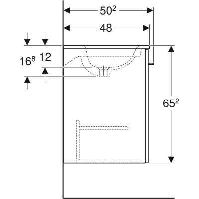 Geberit Selnova Square umywalka z szafką 55 cm zestaw meblowy biały/lava mat 501.249.00.1