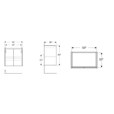 Geberit Selnova Compact szafka 59x36,5x60 cm podumywalkowa wisząca biała 504.075.01.1