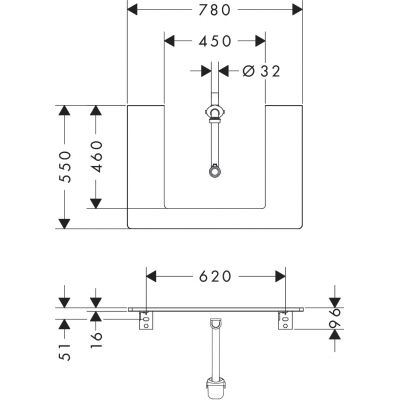 Hansgrohe Xelu Q blat naszafkowy 78x55 cm szary 54094910