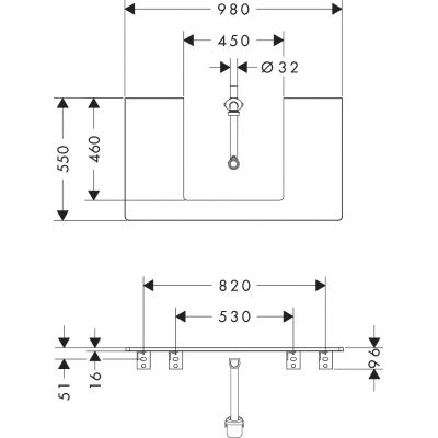 Hansgrohe Xelu Q blat naszafkowy 98x55 cm szary 54095910