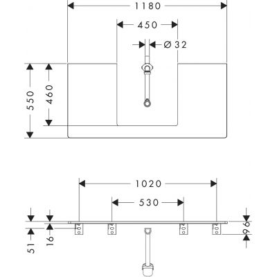 Hansgrohe Xelu Q blat naszafkowy 118x55 cm orzech 54096630