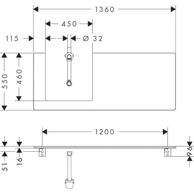 Hansgrohe Xelu Q blat naszafkowy 136x55 cm szary 54097910
