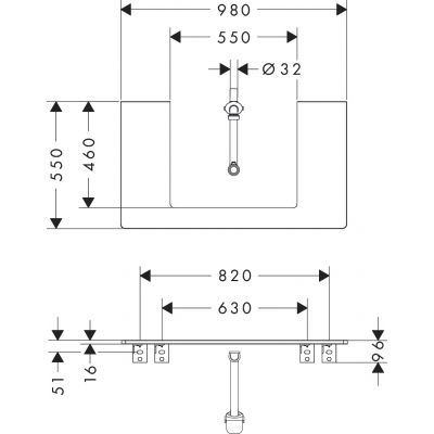 Hansgrohe Xelu Q blat naszafkowy 98x55 cm biały 54110050