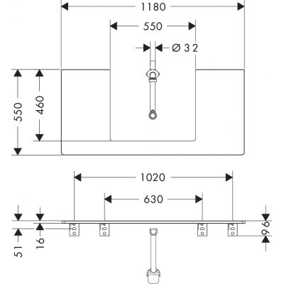 Hansgrohe Xelu Q blat naszafkowy 118x55 cm biały 54111050