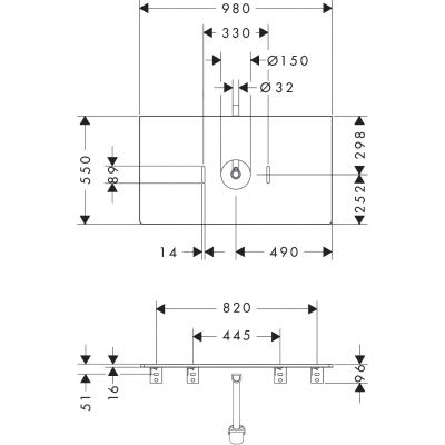 Hansgrohe Xelu Q blat naszafkowy 98x55 cm szary 54114910