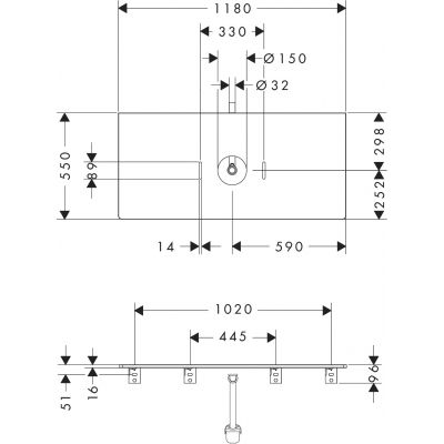 Hansgrohe Xelu Q blat naszafkowy 118x55 cm orzech 54115630