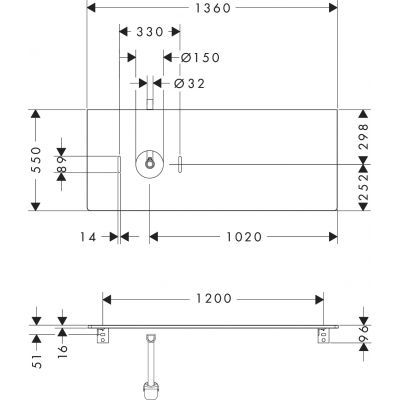 Hansgrohe Xelu Q blat naszafkowy 136x55 cm orzech 54116630