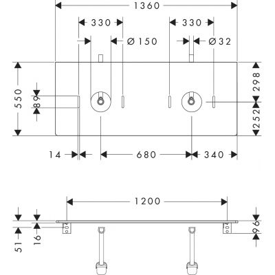 Hansgrohe Xelu Q blat naszafkowy 136x55 cm biały 54118050