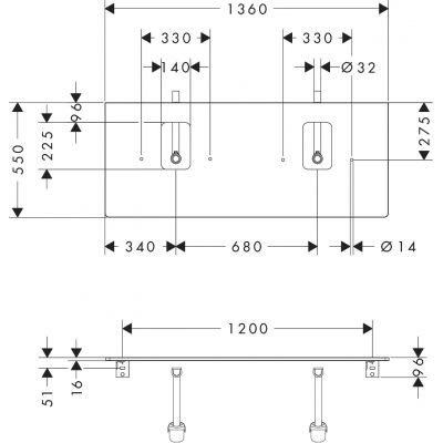 Hansgrohe Xelu Q blat naszafkowy 136x55 cm biały 54125050