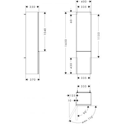 Hansgrohe Xelu Q szafka 40x37x165 cm boczna stojąca dąb 54137000