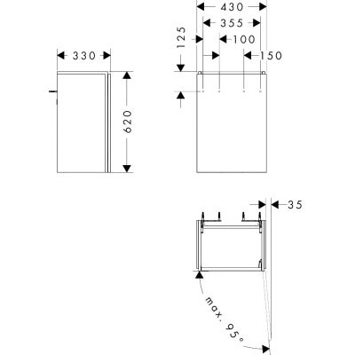 Hansgrohe Xilesa E szafka 43x33x62 cm podumywalkowa wisząca prawa biały mat 54246700