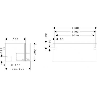 Hansgrohe Xilesa E szafka 118x55x50 cm podumywalkowa wisząca szara 54267760