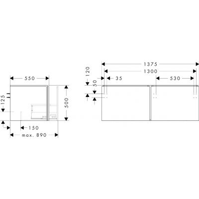 Hansgrohe Xilesa E szafka 137,5x55x50 cm podumywalkowa wisząca biała 54268700
